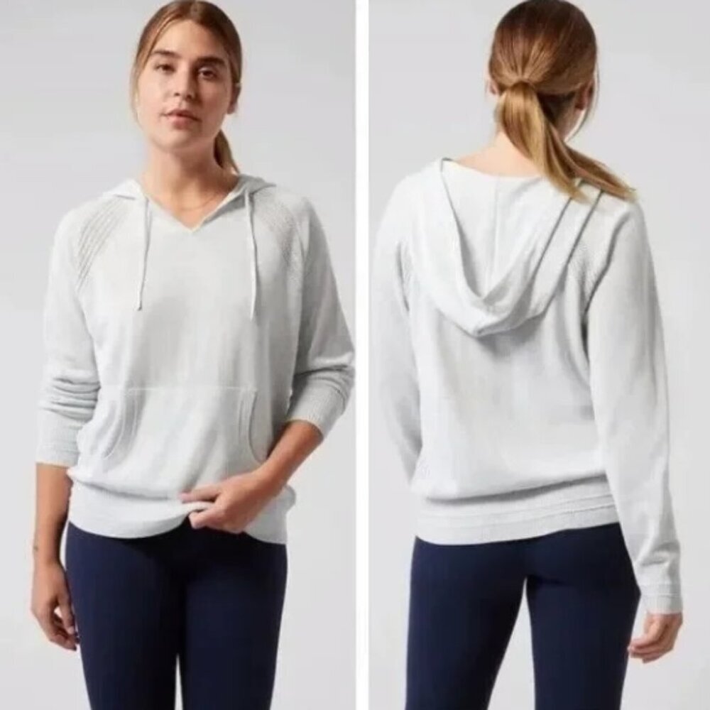 Athleta Evergreen Sweater Hoodie Light Heather Gray Size XL
